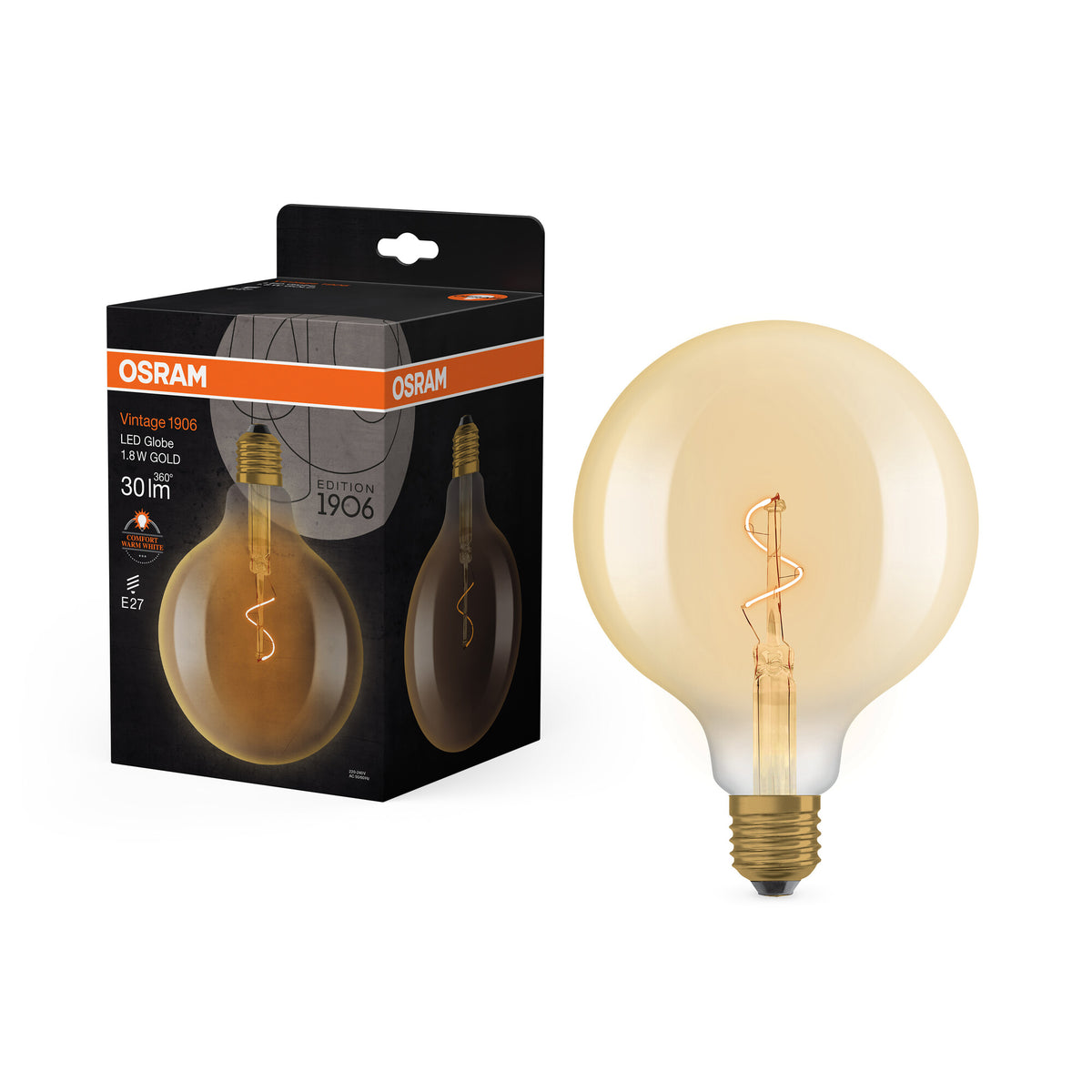 OSRAM Vintage 1906® LED CLASSIC Globe 1,8W 822 Gold E27