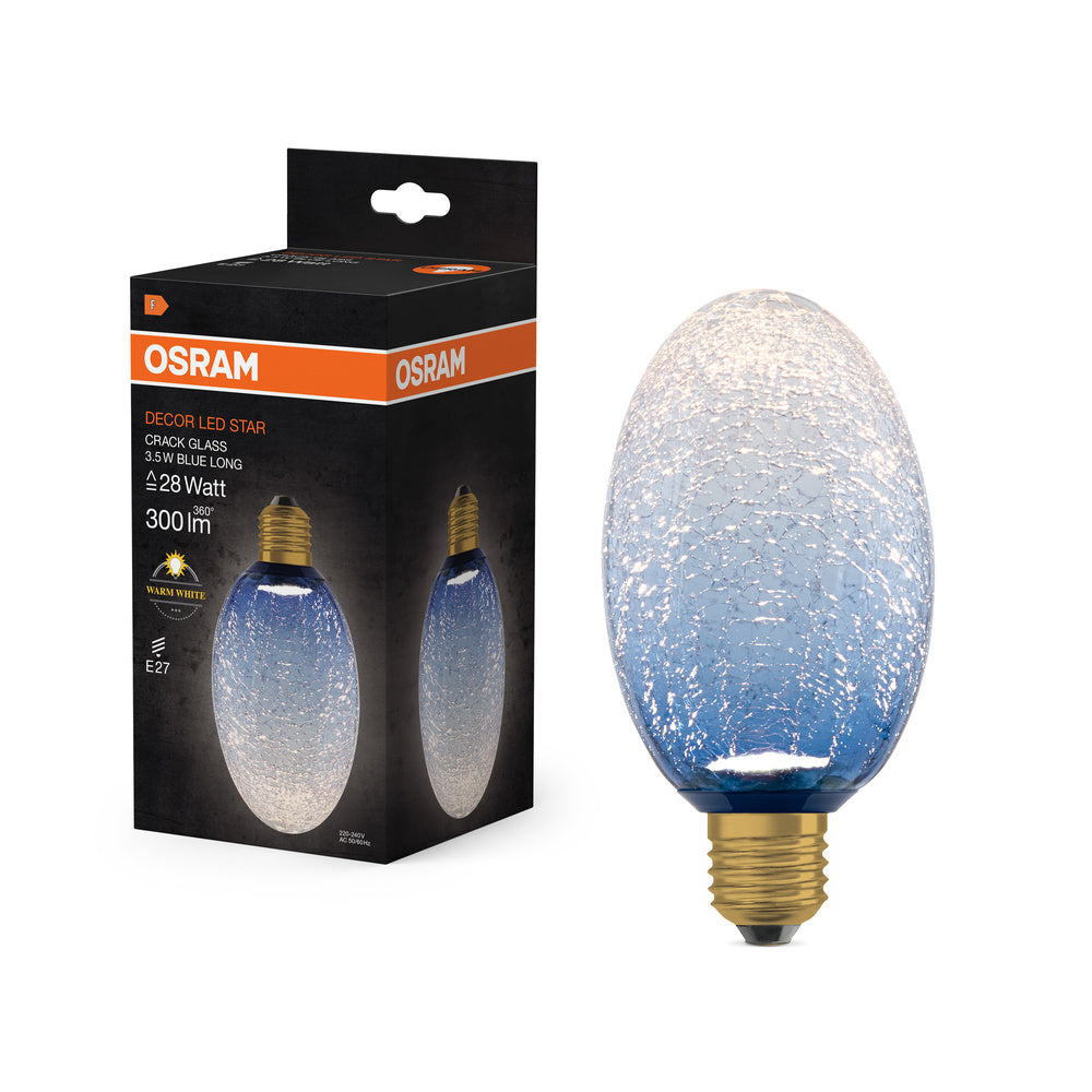 OSRAM DECOR LED-Lampe Krackelglas lang blau