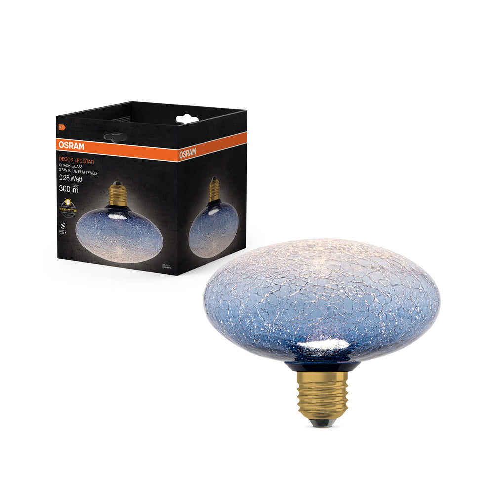 OSRAM DECOR LED-Lampe Krackelglas abgeflacht blau