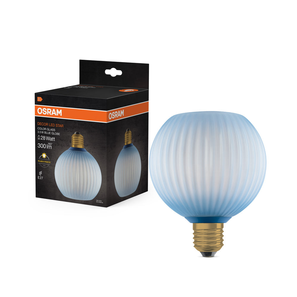 OSRAM DECOR LED-Lampe farbiges Glas Kugel blau