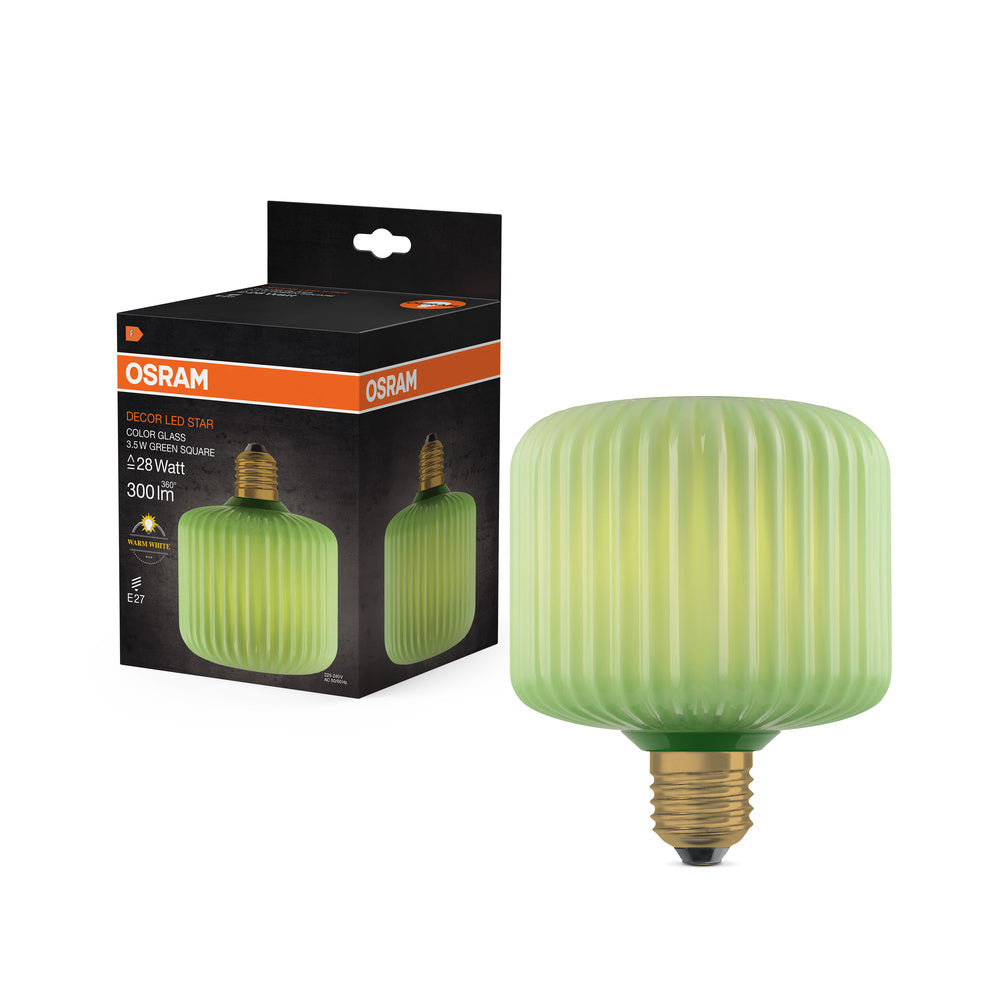 OSRAM DECOR LED-Lampe farbiges Glas quadratisch grün