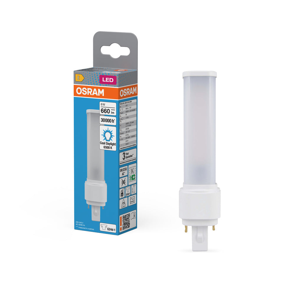 OSRAM DULUX LED D13 EM & AC MAINS Stablampe, 6W, 6500K, Kaltweiß, G24D-1