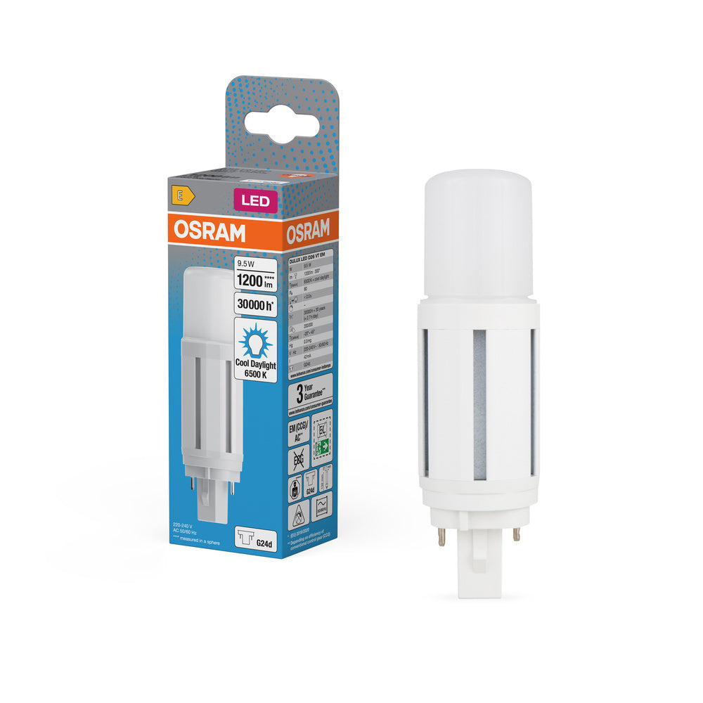 OSRAM DULUX LED D26 VT EM & AC MAINS Stablampe, 9.5W, 6500K, Kaltweiß, G24D