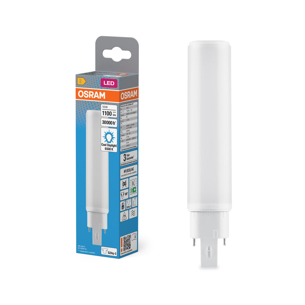 OSRAM DULUX LED D/E26 HF & AC MAINS Stablampe, 10W, 6500K, Kaltweiß, G24Q-3