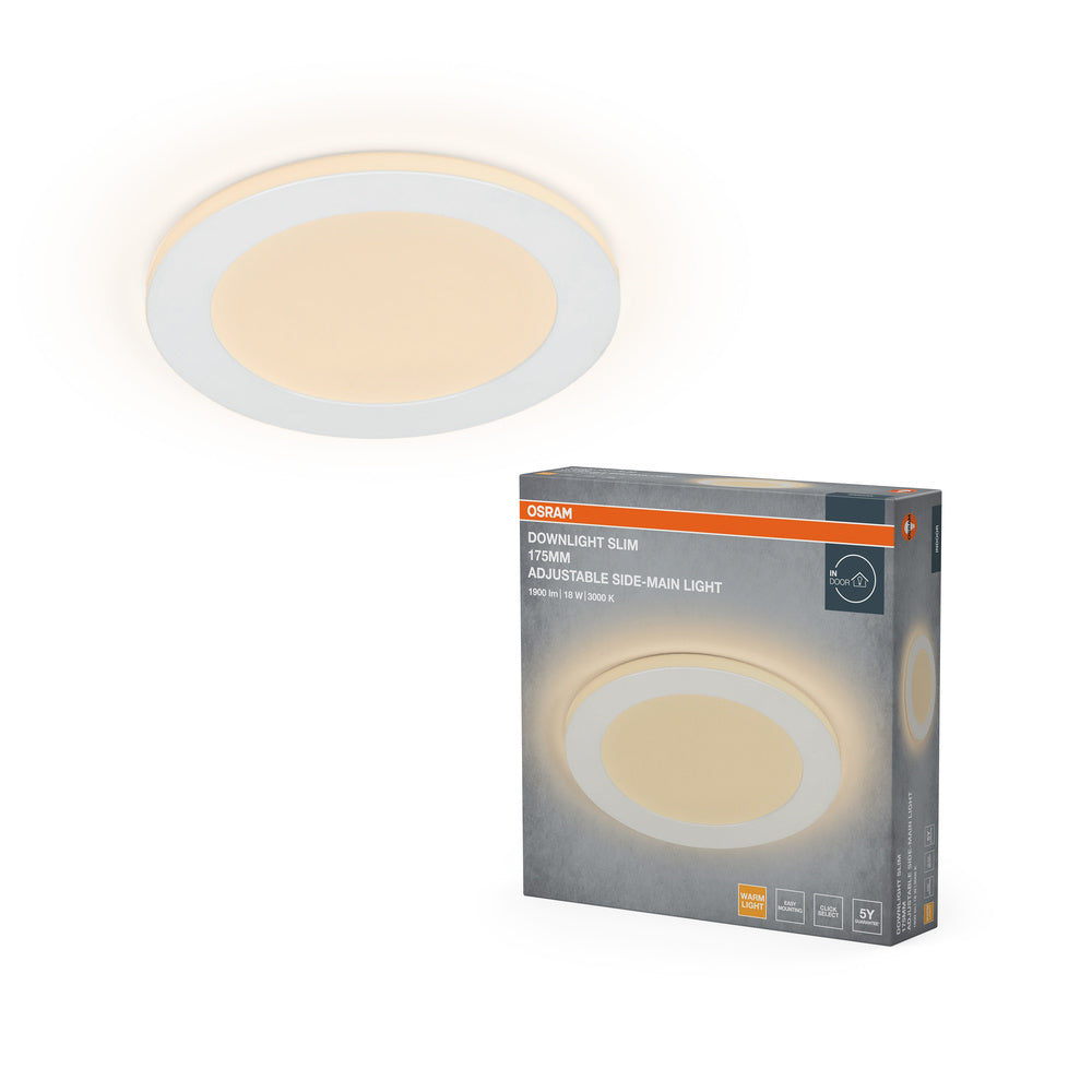 OSRAM LED Downlight Side-Mainlight Einbaustrahler 175 mm 18W Weiß ⌀85…145 mm