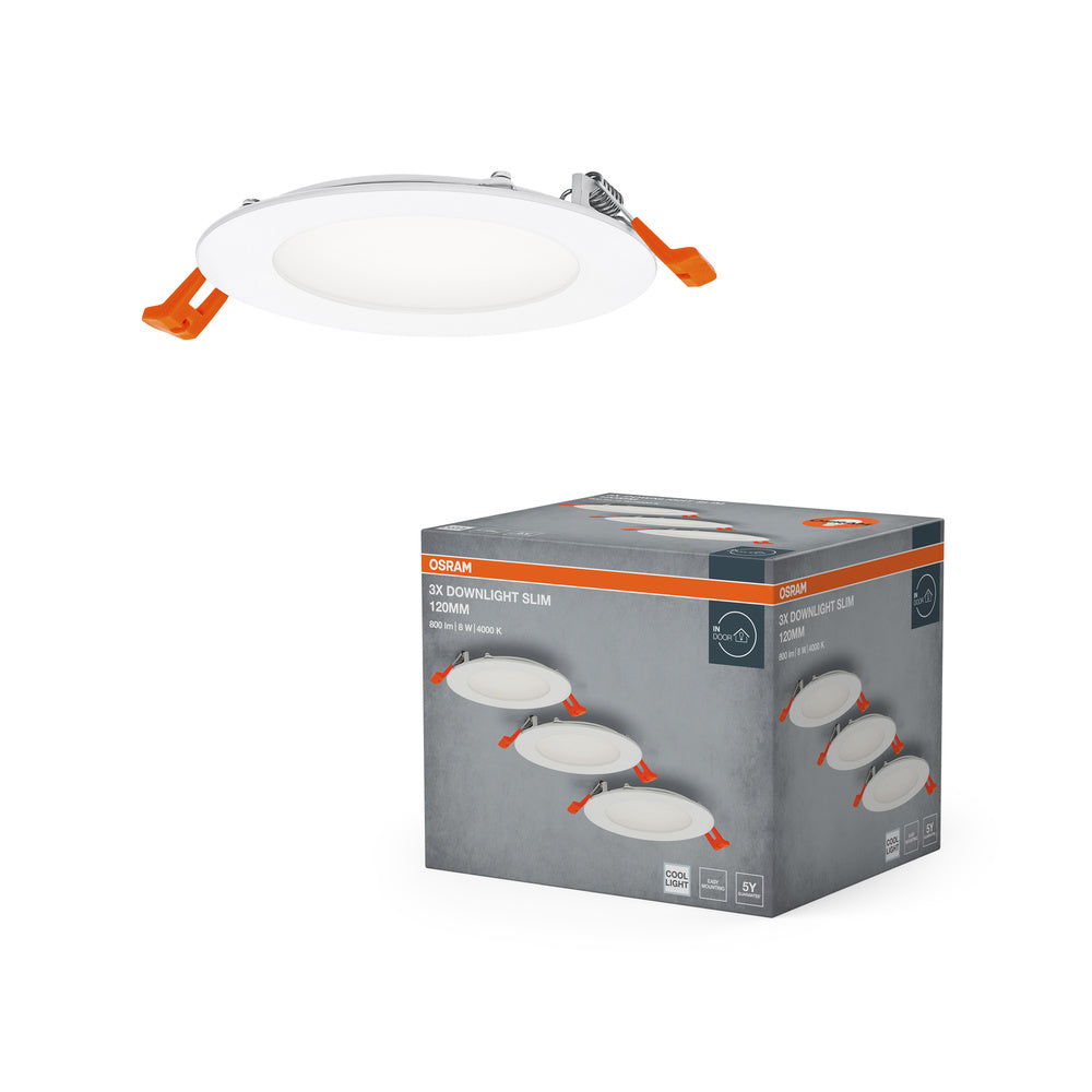 OSRAM LED Spot and Downlight Recess Slim Einbaustrahler Set 120 mm 8W Weiß ⌀105 mm
