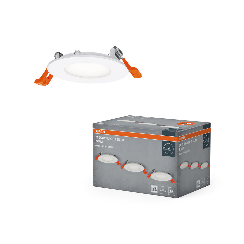 OSRAM LED Spot and Downlight Recess Slim Einbaustrahler Set 85 mm 4.5W Weiß ⌀72 mm