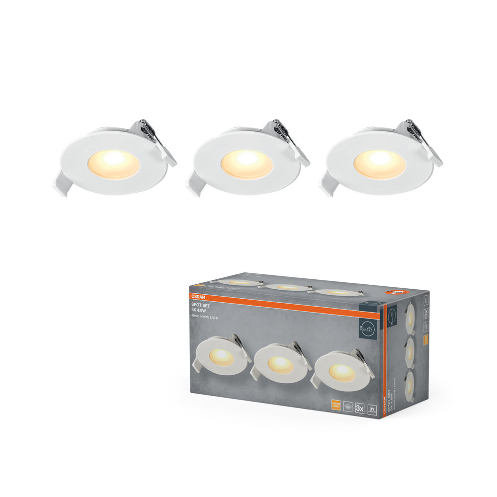 OSRAM LED Spot Recess Einbaustrahler Set 4.9W 120° Weiß ⌀68 mm