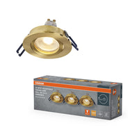 OSRAM LED Spot Recess Einbaustrahler Set GU10 Dim schwenkbar Click 6W Satiniertes Gold ⌀68 mm