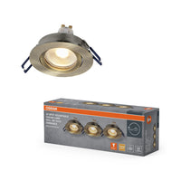 OSRAM LED Spot Recess Einbaustrahler Set GU10 Dim schwenkbar Click 6W Grünmessing ⌀68 mm