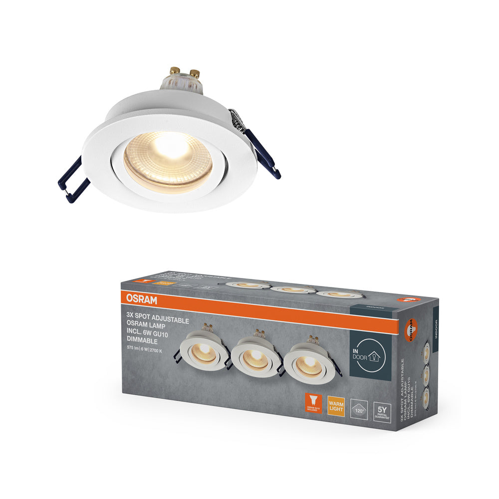 OSRAM LED Spot Recess Einbaustrahler Set GU10 IP65 4.5W Weiß ⌀68 mm