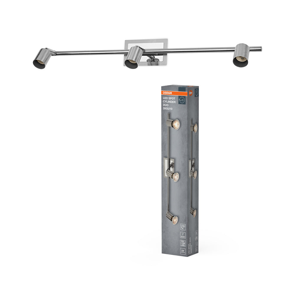 OSRAM LED Spot Cylinder Duo Deckenleuchte 3xGU10 Gebürstetes Nickel