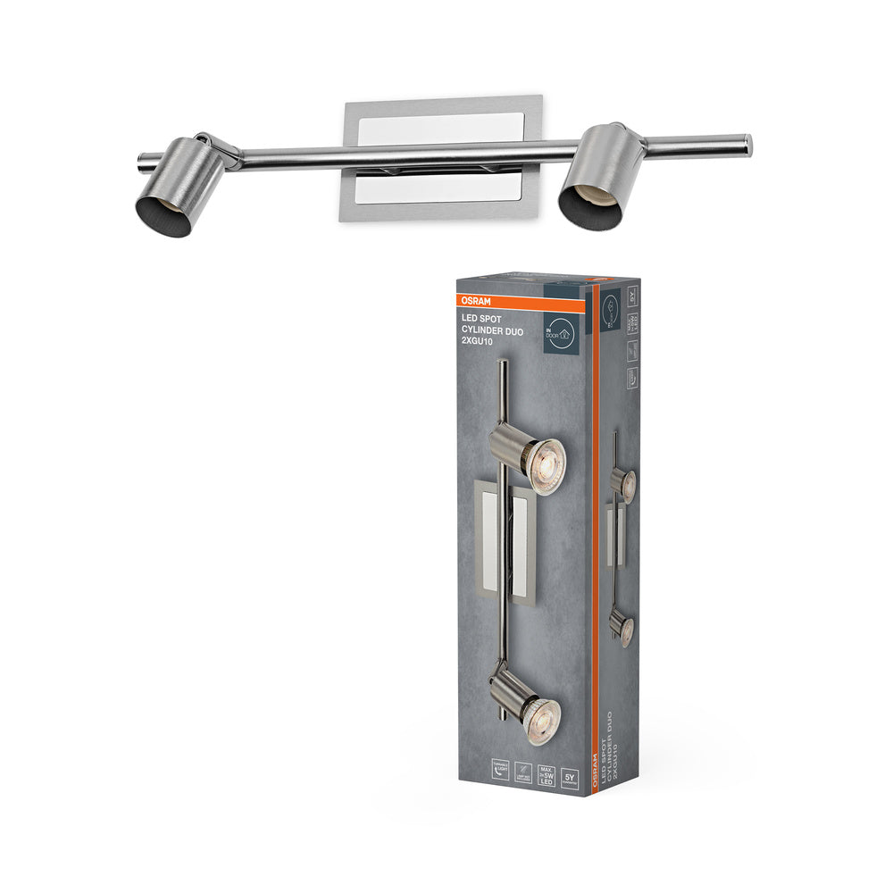 OSRAM LED Spot Cylinder Duo Deckenleuchte 2xGU10 Gebürstetes Nickel