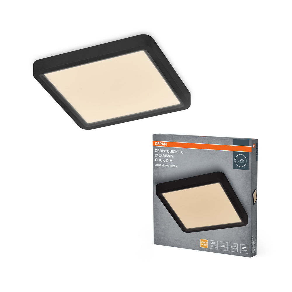 OSRAM Orbis Quickfix Square Deckenleuchte 245x245 mm 20W Click-Dim Schwarz
