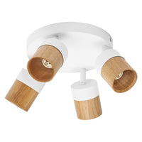 OSRAM LED Spot Half Wood Line Plate Deckenleuchte 4xGU10 Weiß und Holzdekor