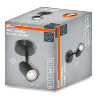 OSRAM 1-Punkt LED Spot PRIMAL Round, Leuchte, 1xGU10, Schwarz