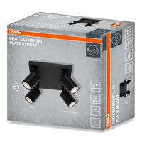 OSRAM 4-Punkt LED Spot ELEMENTAL Plate Black, Leuchte, 4xGU10, Schwarz, 21 x 13,8 x 21 cm