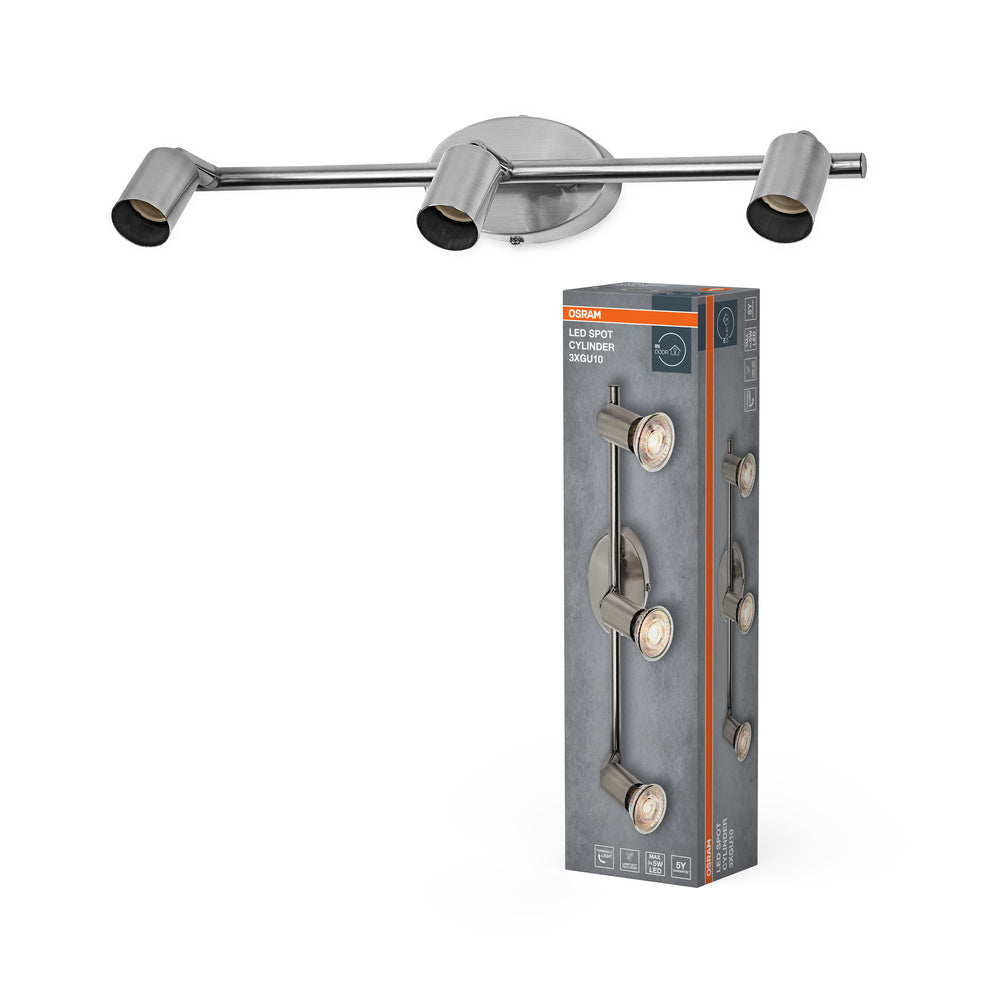 OSRAM LED Spot Cylinder Deckenleuchte 3xGU10 Gebürstetes Nickel