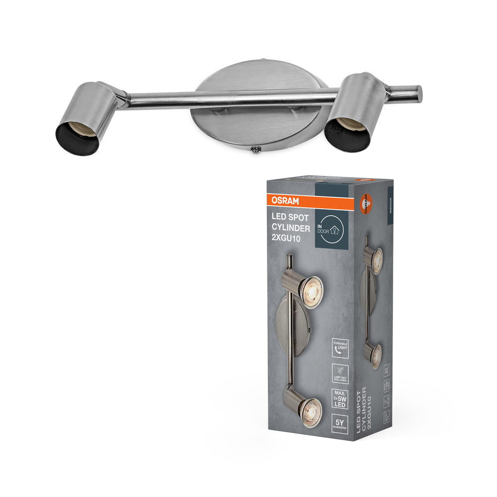 OSRAM LED Spot Cylinder Deckenleuchte 2xGU10 Gebürstetes Nickel