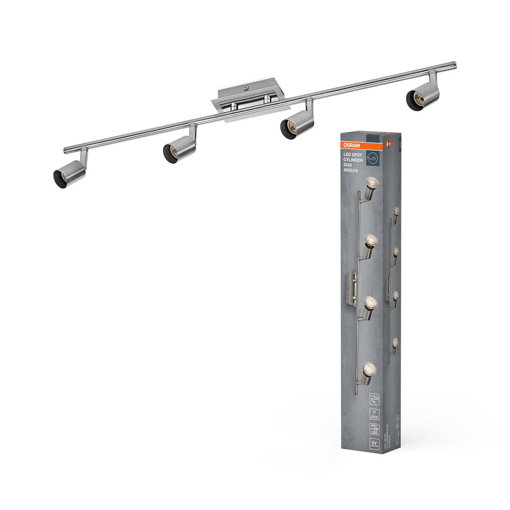 OSRAM LED Spot Cylinder Duo Deckenleuchte 4xGU10 Gebürstetes Nickel