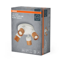 OSRAM LED Spot Half Wood Line Plate Deckenleuchte 4xGU10 Weiß und Holzdekor