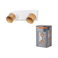 OSRAM LED Spot Half Wood Line Deckenleuchte 2xGU10 Weiß und Holzdekor