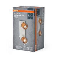OSRAM LED Spot Half Wood Line Deckenleuchte 2xGU10 Weiß und Holzdekor