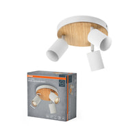 OSRAM LED Spot Wood Line Plate Deckenleuchte 3xGU10 Weiß und Holzdekor
