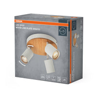 OSRAM LED Spot Wood Line Plate Deckenleuchte 3xGU10 Weiß und Holzdekor