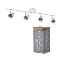 OSRAM LED Spot Stamp Deckenleuchte 4xGU10 Weiß und Holz