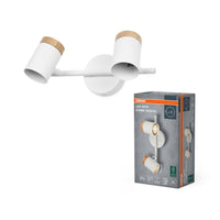 OSRAM LED Spot Stamp Deckenleuchte 2xGU10 Weiß und Holz
