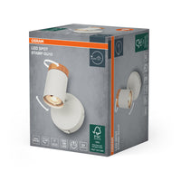 OSRAM LED Spot Stamp Wandleuchte 1xGU10 Weiß und Holz