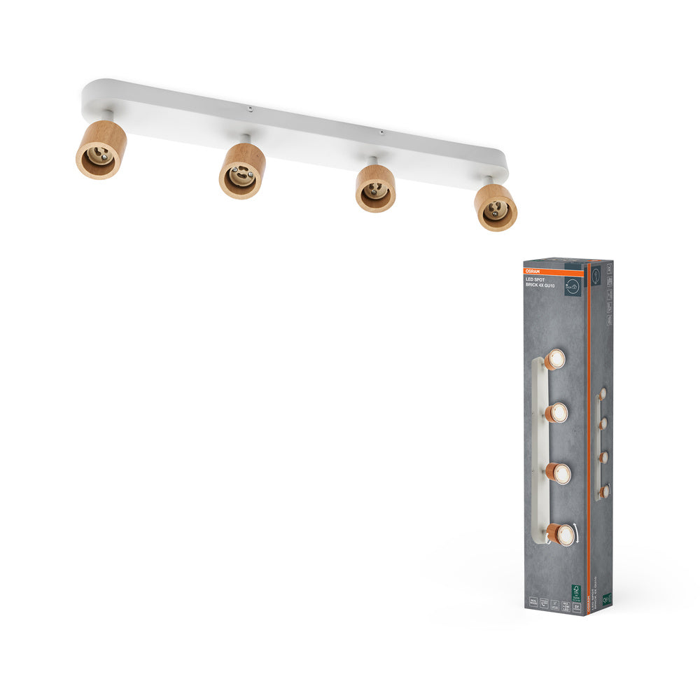 OSRAM LED Spot Brick Deckenleuchte 4xGU10 Weiß und Holz