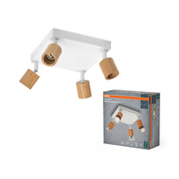 OSRAM LED Spot Brick Deckenleuchte 4xGU10 Weiß und Holz