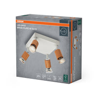 OSRAM LED Spot Brick Deckenleuchte 4xGU10 Weiß und Holz