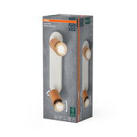OSRAM LED Spot Brick Deckenleuchte 2xGU10 Weiß und Holz