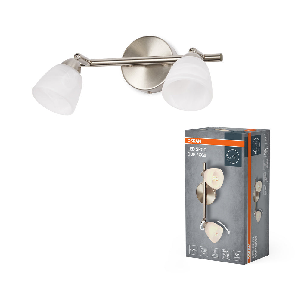 OSRAM LED Spot Cup Deckenleuchte 2xG9 Gebürstetes Nickel