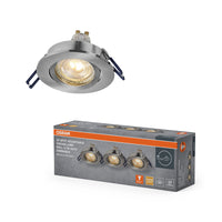 OSRAM LED Spot Recess Einbaustrahler Set GU10 Click-Dim schwenkbar 3.7W Satin-Nickel