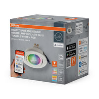 OSRAM Matter SMART+ LED smarter Einbauspot Bad GU10 schwenkbar 4.7W RGBW Weiß ⌀68 mm
