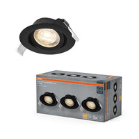 OSRAM LED Spot Recess Einbaustrahler Set schwenkbar 4.9W 36° Schwarz ⌀75 mm