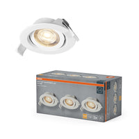 OSRAM LED Spot Recess Einbaustrahler Set schwenkbar 4.9W 36° Weiß ⌀75 mm
