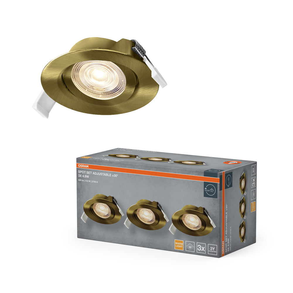 OSRAM LED Spot Recess Einbaustrahler Set schwenkbar 4.9W 36° Grünmessing ⌀75 mm