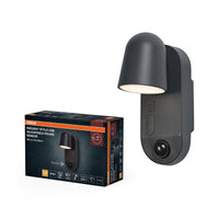 OSRAM Außenwandleuchte, Dark grey, Akku mit USB‑C, IP54, 3 W, 155 lm, 3000 K, 100° Abstrahlwinkel, PIR‑Bewegungsmelder, Tageslichtsensor, 50. 000 h Lebensdauer