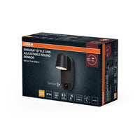 OSRAM Außenwandleuchte, Dark grey, Akku mit USB‑C, IP54, 3 W, 155 lm, 3000 K, 100° Abstrahlwinkel, PIR‑Bewegungsmelder, Tageslichtsensor, 50. 000 h Lebensdauer