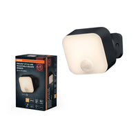 OSRAM Außenwandleuchte, Dark grey, Akku mit USB‑C, 3 W, 150 lm, 3000 K, 110° Abstrahlwinkel, IP54, PIR‑Bewegungsmelder, Tageslichtsensor, 50. 000 h Lebensdauer.