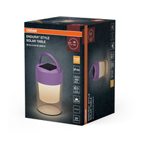 ENDURA Style Solar Tischlampe, Purple, Solarbetrieb, 3000 K, 20 lm, 170° Abstrahlwinkel, 199 mm Höhe, IP44, 25000 h Lebensdauer, Lithium-Ion Akku, bis zu 10 h Nutzung