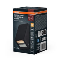 OSRAM Außenwandleuchte, Dark Grey, Akku mit USB‑C, 1,5 W, 120 lm, 3000 K, 105° Abstrahlwinkel, IP44, Bewegungsmelder, Tageslichtsensor, 25. 000 h Lebensdauer