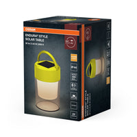 ENDURA Style Solar Tischlampe, Gelb, Solarbetrieb, 3000 K, 20 lm, 170° Abstrahlwinkel, IP44, 199 mm Höhe, 25. 000 h Lebensdauer, dimmbar, Lithium-Ion Akku, 8 h Ladezeit