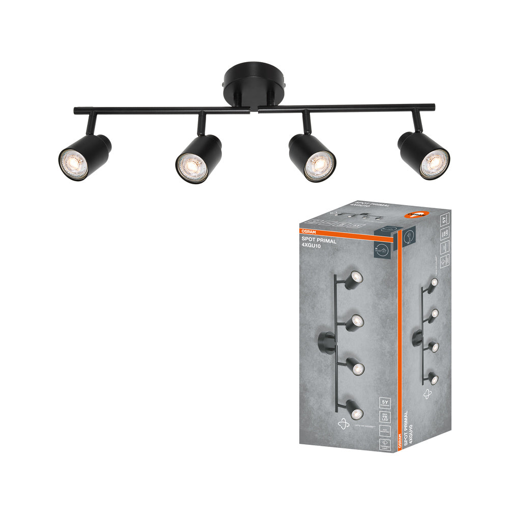 OSRAM 4-Punkt LED Spot PRIMAL, Leuchte, 4xGU10, Schwarz