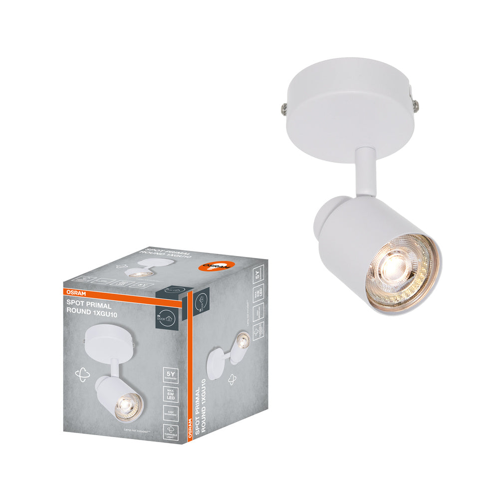 OSRAM 1-Punkt LED Spot PRIMAL Round, Leuchte, 1xGU10, Weiß